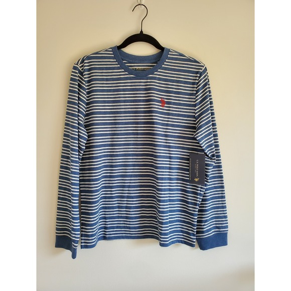 U.S. Polo Assn. Other - U.S. Polo Assn. Boy Stripe Crew Long Sleeve Tee Shirt Top Blue White XXL